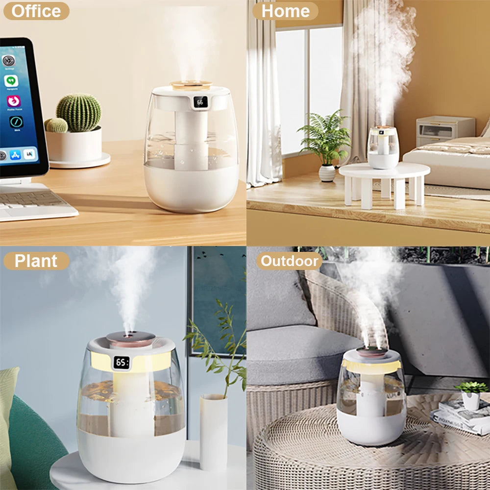 Dual Spray Aroma Humidifier – USB, LED, Essential Oil Diffuser 1300ML