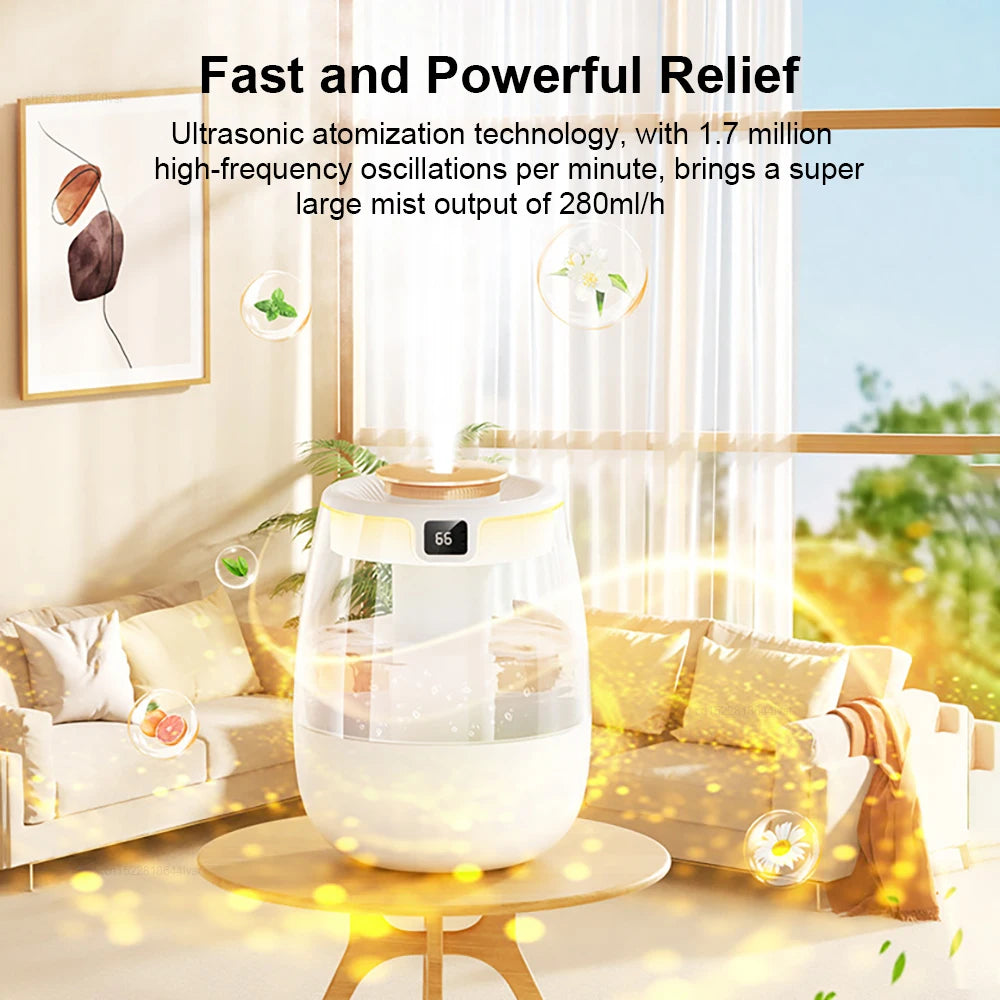 Dual Spray Aroma Humidifier – USB, LED, Essential Oil Diffuser 1300ML