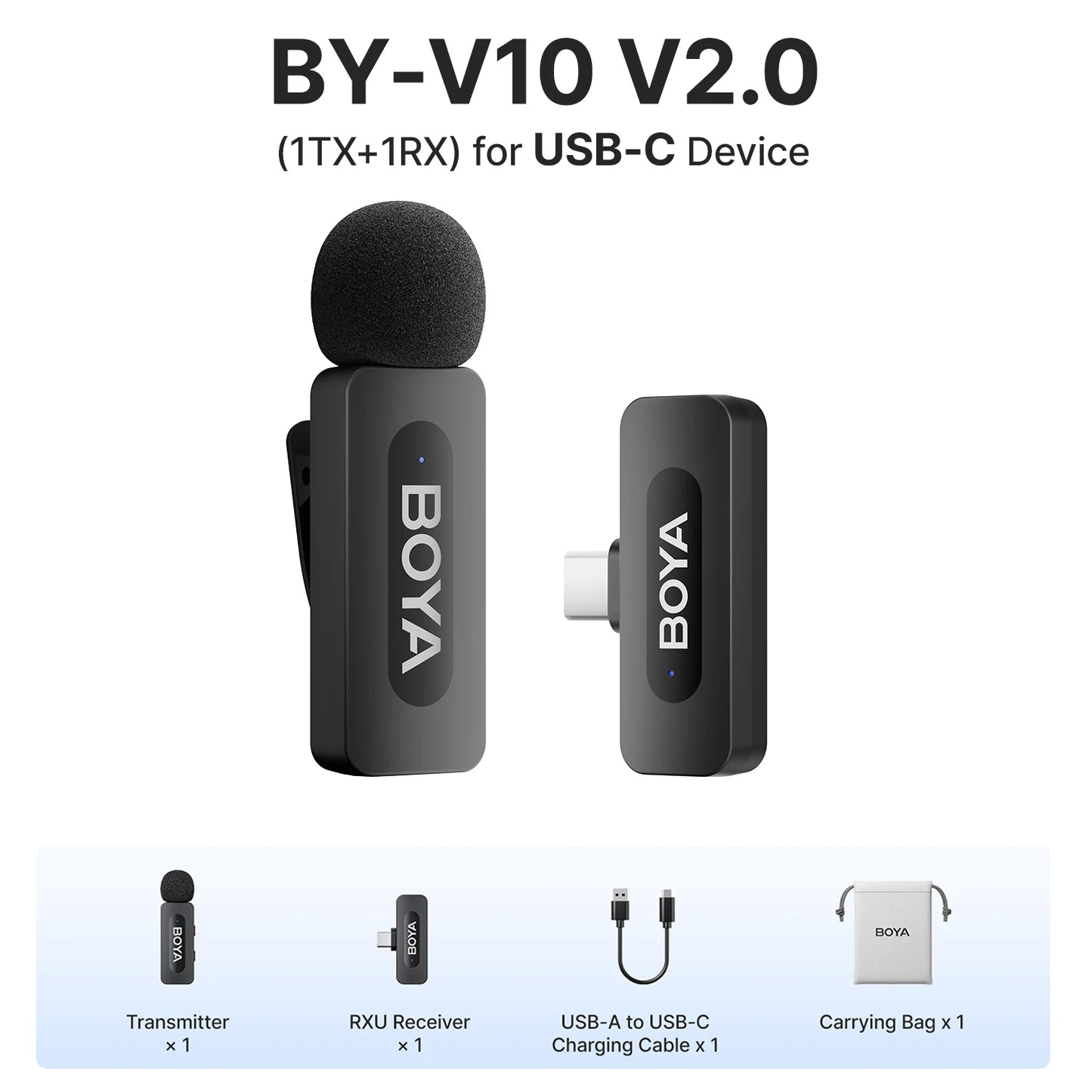 BOYA BY-V Wireless Lavalier Mic – iPhone, Android, Vlogging