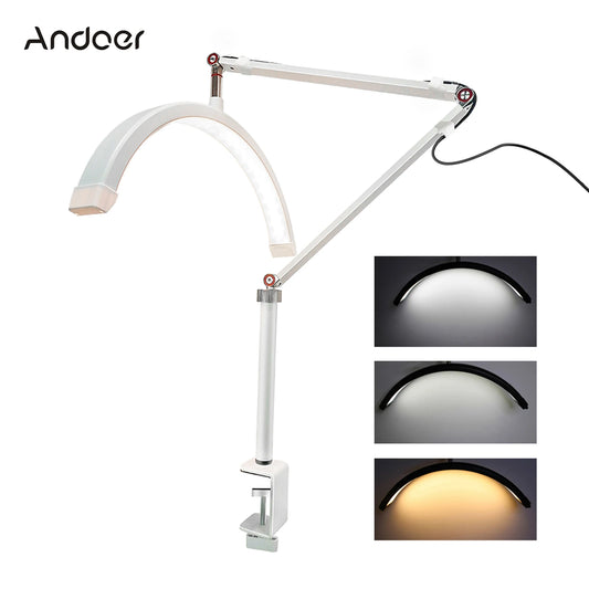 Andoer HD-M3X LED Video Light – Half-Moon Shaped Desktop Ring Light